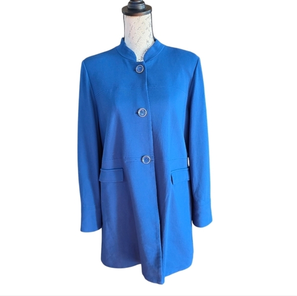 Chico's Teal Blue Button Up Knit Blazer Jacket M - Picture 3 of 9